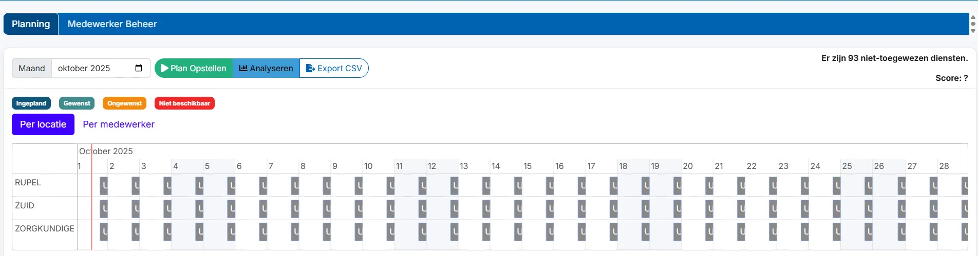 Planning dashboard voorbeeld voor maatwerk applicaties